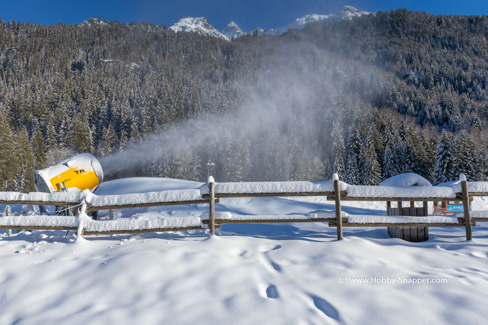 Snow cannon running at the Nordic Ski Park  